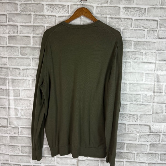 LACOSTE Authentic Forest Green V-Neck Pullover Cotton Sweater Mens 7 / 2XL - Picture 5 of 9